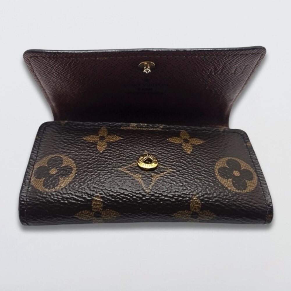 Louis Vuitton Key Holder Monogram Coated Canvas Leather Press-Stud Closure Brown - Picture 3 of 9